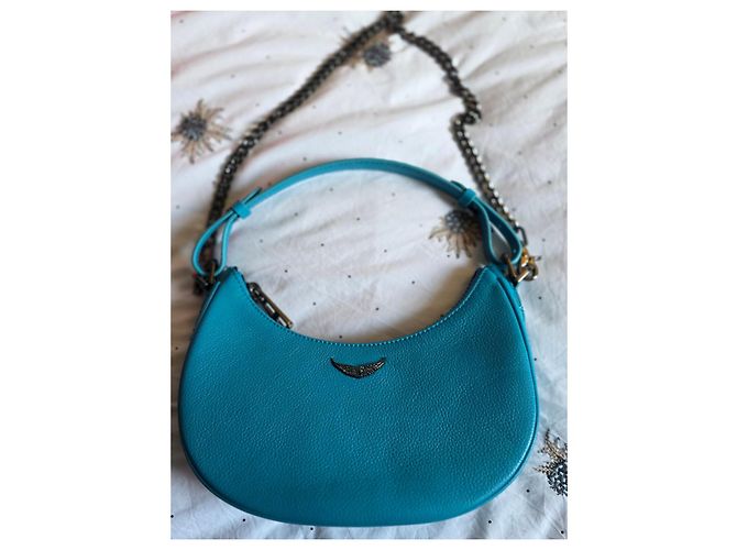 Zadig & Voltaire Borsa Moonrock Pelle Blu Turchese - vista 4