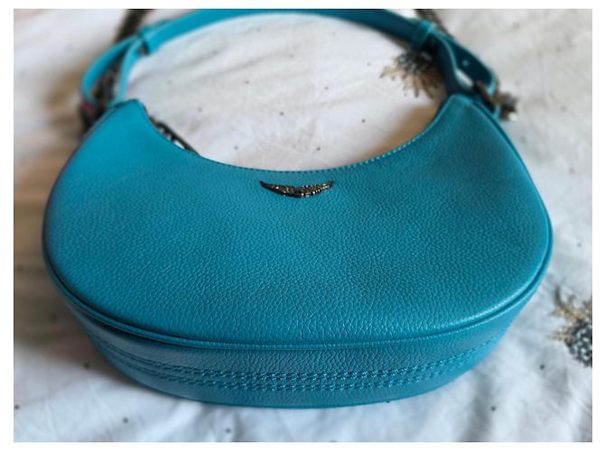 Zadig & Voltaire Borsa Moonrock Pelle Blu Turchese - vista 5