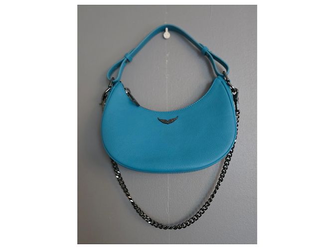 Zadig & Voltaire Borsa Moonrock Pelle Blu Turchese - vista 6