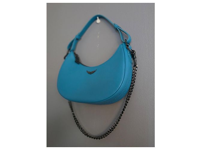 Zadig & Voltaire Borsa Moonrock Pelle Blu Turchese - vista 7