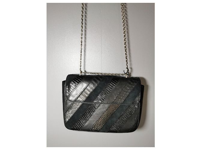 Sac à main Claris Virot Ava Patchwork en Python Noir - vue 10