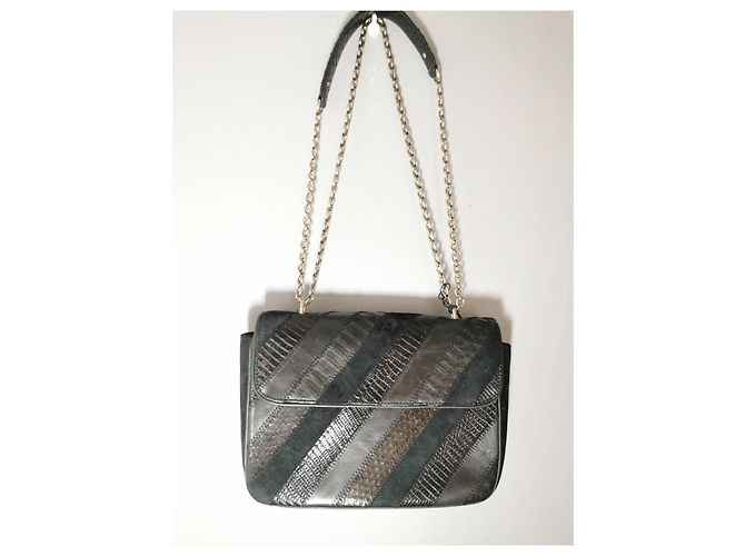 Sac à main Claris Virot Ava Patchwork en Python Noir - vue 11