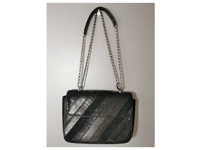 Sac à main Claris Virot Ava Patchwork en Python Noir - vue 12