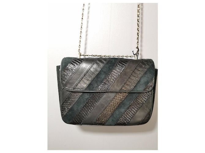 Sac à main Claris Virot Ava Patchwork en Python Noir - vue 14