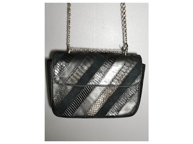 Sac à main Claris Virot Ava Patchwork en Python Noir - vue 15