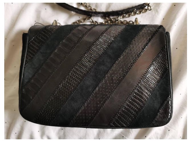 Sac à main Claris Virot Ava Patchwork en Python Noir - vue 3