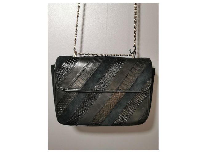 Sac à main Claris Virot Ava Patchwork en Python Noir - vue 9