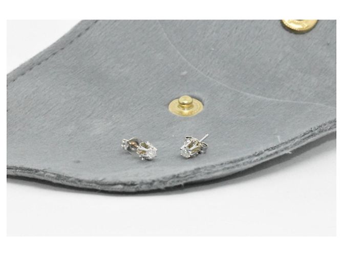Autre Marque Orecchini antichi in oro 14 carati e diamanti naturali 2X0,09 carati Argento - vista 16