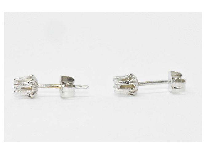 Autre Marque Orecchini antichi in oro 14 carati e diamanti naturali 2X0,09 carati Argento - vista 5