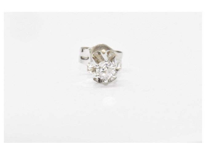 Autre Marque Orecchini antichi in oro 14 carati e diamanti naturali 2X0,09 carati Argento - vista 7