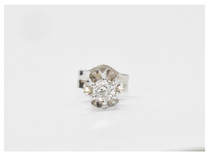 Autre Marque Orecchini antichi in oro 14 carati e diamanti naturali 2X0,09 carati Argento - vista 8