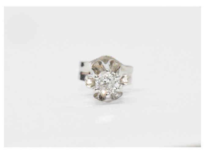 Autre Marque Orecchini antichi in oro 14 carati e diamanti naturali 2X0,09 carati Argento - vista 9