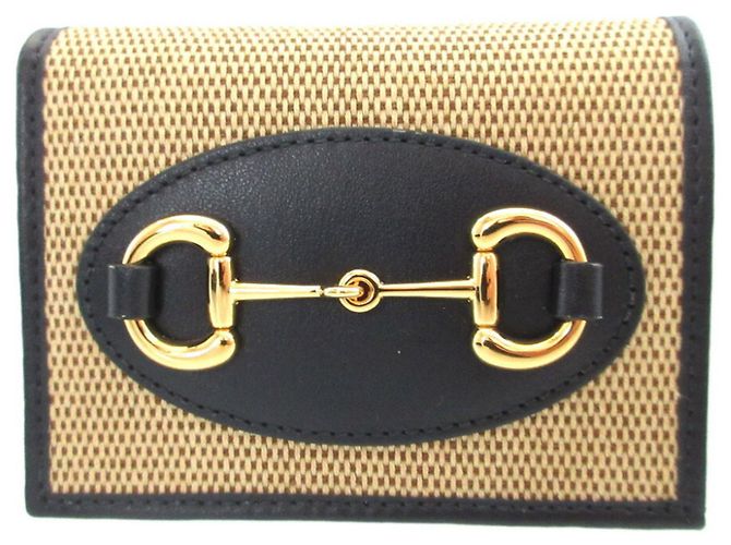 Billetera Compacta Horsebit Gucci Beige Azul marino - vista 2