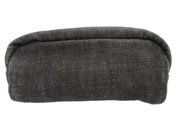Pochete de denim preto com placa triangular Prada - vista 3