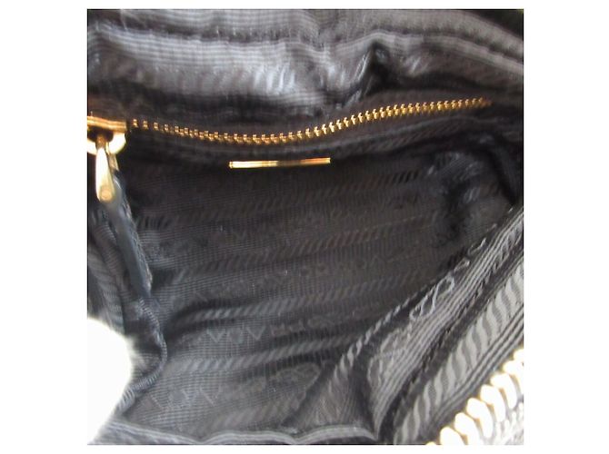 Pochete de denim preto com placa triangular Prada - vista 5