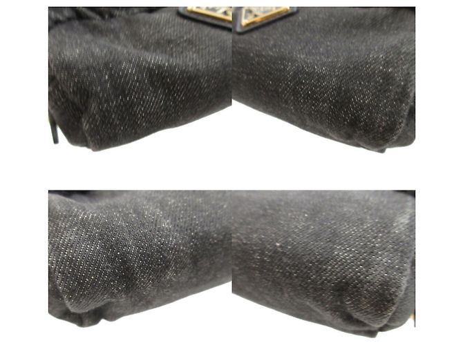 Pochete de denim preto com placa triangular Prada - vista 7