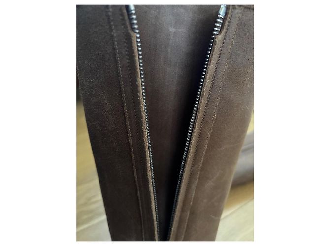 Stivali Hermès Stile Cavaliere Beige Camoscio 38.5 - vista 7