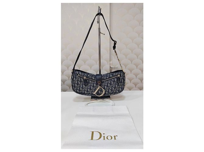 Dior Trotter Baguette Blau Monogramm Canvas Tasche - Ansicht 3