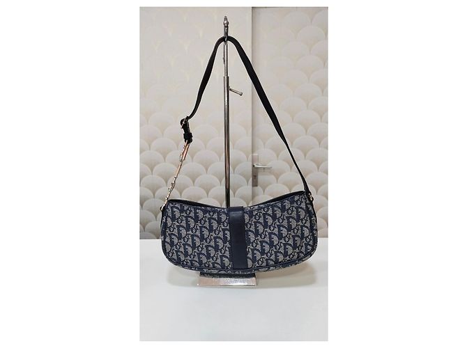 Dior Trotter Baguette Blau Monogramm Canvas Tasche - Ansicht 4