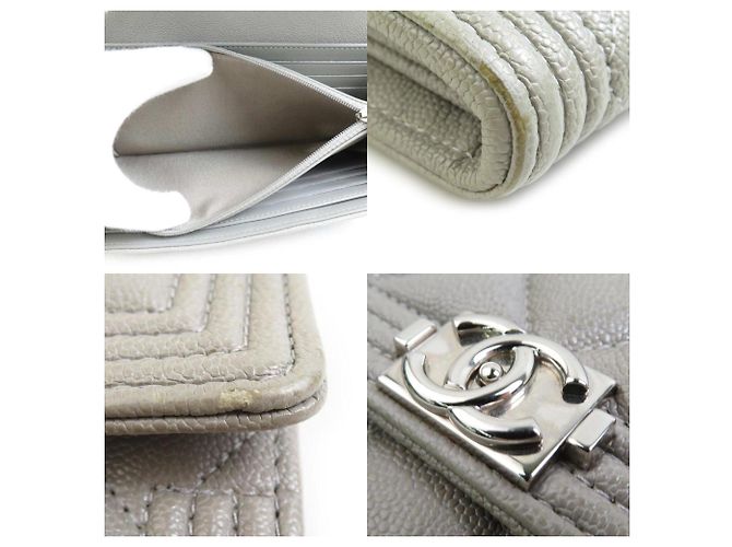Cartera Larga Boy Chanel en Gris Castaño - vista 4