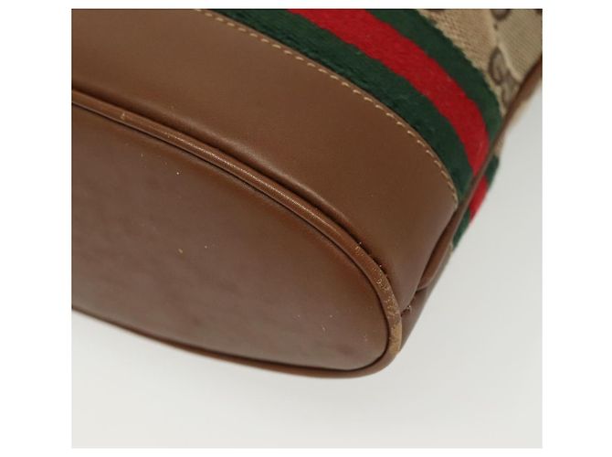 Bolsa de Ombro Gucci GG Canvas Web Sherry Line Bege 2058 001 5000 Auth yk19452 Vermelho - vista 14