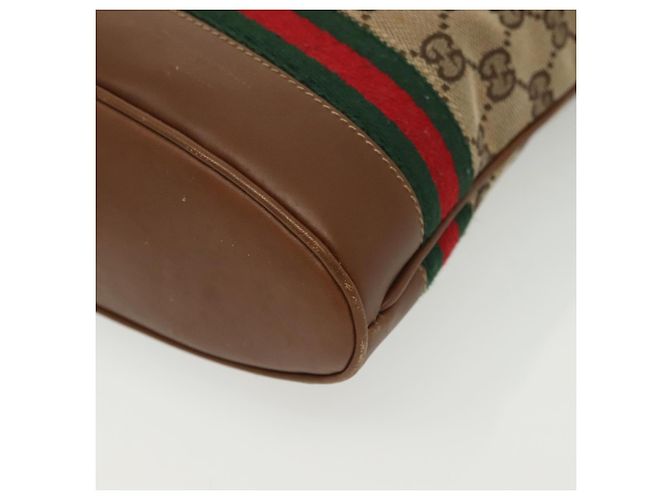 Bolsa de Ombro Gucci GG Canvas Web Sherry Line Bege 2058 001 5000 Auth yk19452 Vermelho - vista 16
