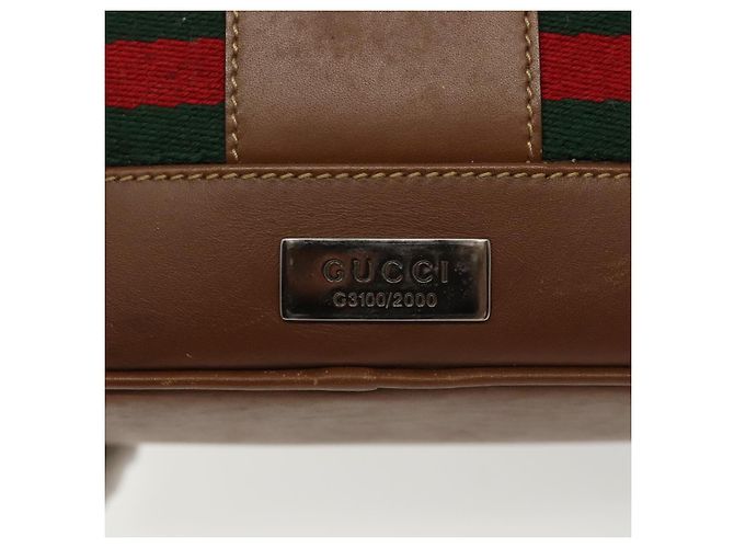 Bolsa de Ombro Gucci GG Canvas Web Sherry Line Bege 2058 001 5000 Auth yk19452 Vermelho - vista 17