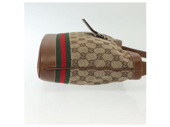 Bolsa de Ombro Gucci GG Canvas Web Sherry Line Bege 2058 001 5000 Auth yk19452 Vermelho - vista 3