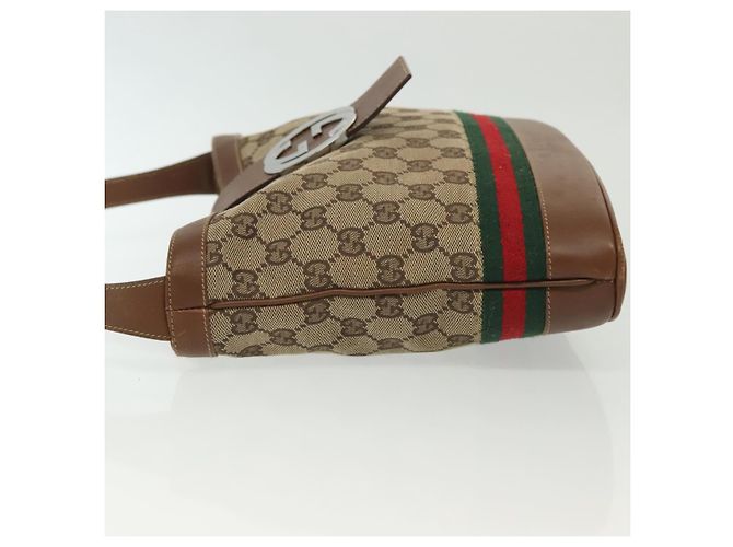 Bolsa de Ombro Gucci GG Canvas Web Sherry Line Bege 2058 001 5000 Auth yk19452 Vermelho - vista 4