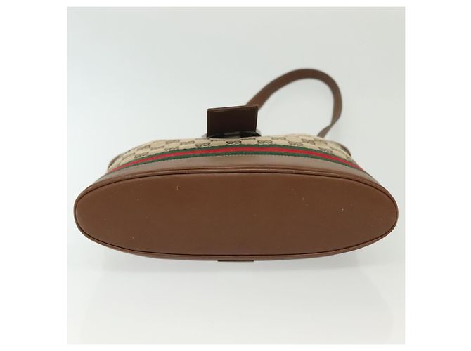 Bolsa de Ombro Gucci GG Canvas Web Sherry Line Bege 2058 001 5000 Auth yk19452 Vermelho - vista 5