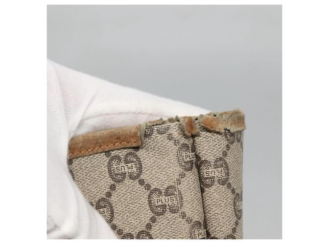 GUCCI GG Plus Supreme Web Sherry Line Tote Bag PVC Beige Gold Auth BA5355 Golden - view 10