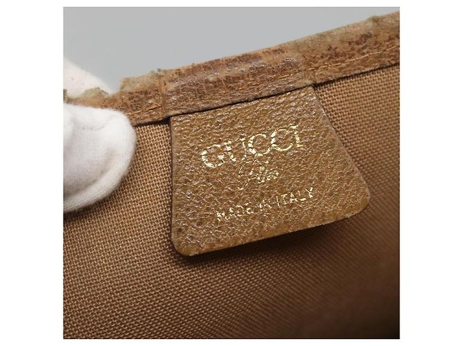 GUCCI GG Plus Supreme Web Sherry Line Tote Bag PVC Beige Gold Auth BA5355 Golden - view 11