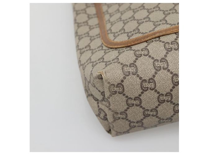 GUCCI GG Plus Supreme Web Sherry Line Tote Bag PVC Beige Gold Auth BA5355 Golden - view 15