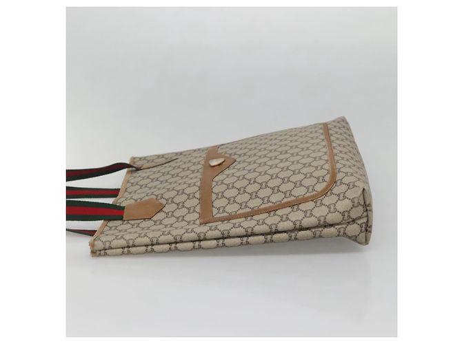 GUCCI GG Plus Supreme Web Sherry Line Tote Bag PVC Beige Gold Auth BA5355 Golden - view 3