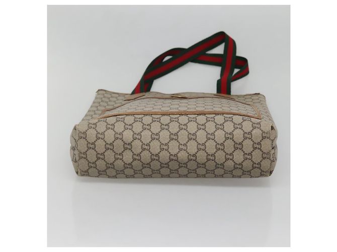 GUCCI GG Plus Supreme Web Sherry Line Tote Bag PVC Beige Gold Auth BA5355 Golden - view 5