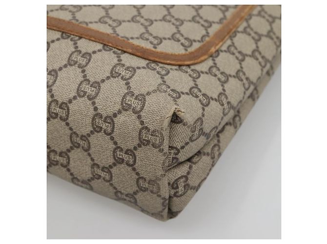 GUCCI GG Plus Supreme Web Sherry Line Tote Bag PVC Beige Gold Auth BA5355 Golden - view 8