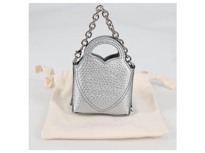 Autre Marque TIFFANY&Co. Return To Micro Tote Charm Leather Silver Auth 141171M Silvery - view 12