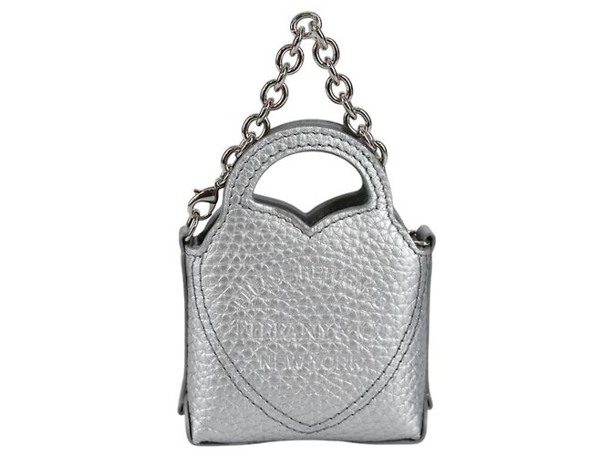 Autre Marque TIFFANY&Co. Return To Micro Tote Charm Leather Silver Auth 141171M Silvery - view 13