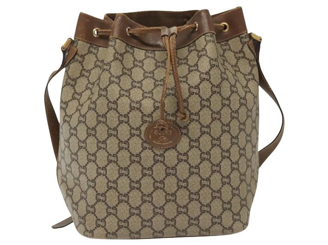 Borsa a Spalla GUCCI GG Plus Supreme in Pelle PVC Beige Oro Auth bs29350 D'oro - vista 13