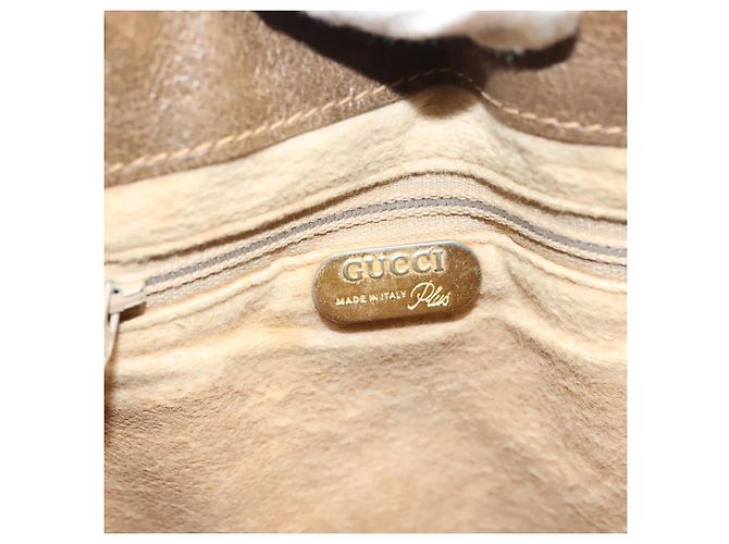 Borsa a Spalla GUCCI GG Plus Supreme in Pelle PVC Beige Oro Auth bs29350 D'oro - vista 19