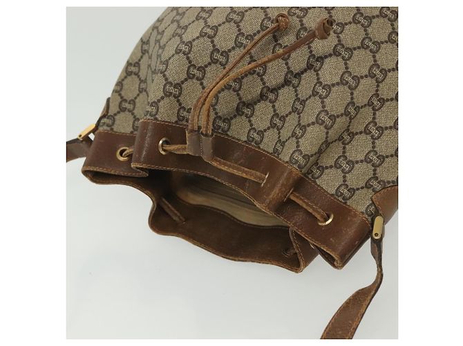 Borsa a Spalla GUCCI GG Plus Supreme in Pelle PVC Beige Oro Auth bs29350 D'oro - vista 6