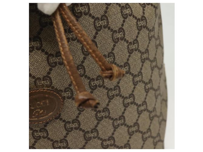 Borsa a Spalla GUCCI GG Plus Supreme in Pelle PVC Beige Oro Auth bs29350 D'oro - vista 9