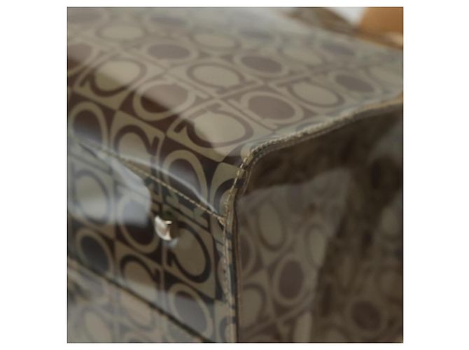 Borsa Tote Gancini in vinile marrone Auth BA5292 di Salvatore Ferragamo - vista 14