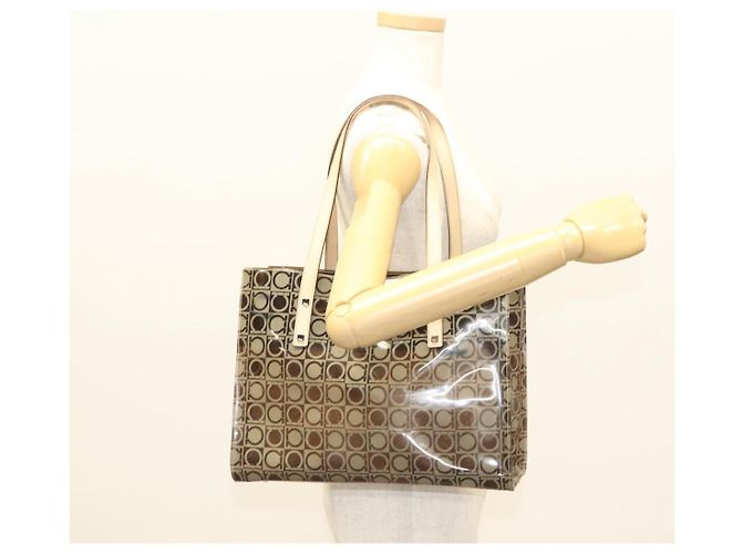 Borsa Tote Gancini in vinile marrone Auth BA5292 di Salvatore Ferragamo - vista 22