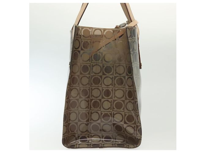 Borsa Tote Gancini in vinile marrone Auth BA5292 di Salvatore Ferragamo - vista 4