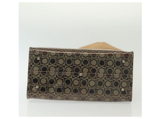 Borsa Tote Gancini in vinile marrone Auth BA5292 di Salvatore Ferragamo - vista 5