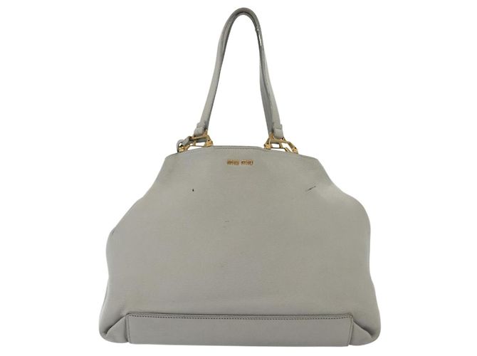 Miu Miu Tote Bag aus Leder in Grau Gold Auth bs29284 Braun Golden - Ansicht 13