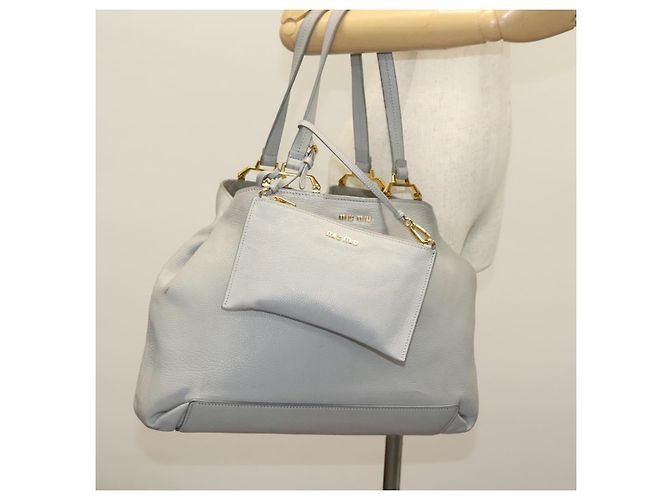 Miu Miu Tote Bag aus Leder in Grau Gold Auth bs29284 Braun Golden - Ansicht 26