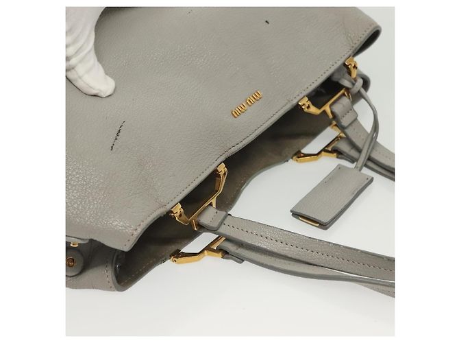 Miu Miu Tote Bag aus Leder in Grau Gold Auth bs29284 Braun Golden - Ansicht 8