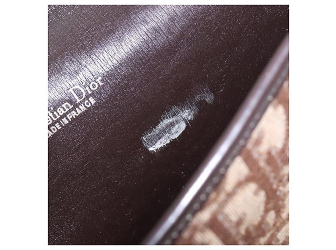 Borsa a spalla in tela Trotter Christian Dior marrone oro Auth yk19433 - vista 10
